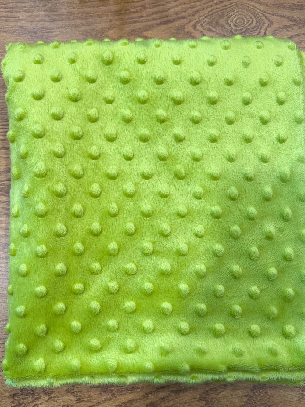 MINKY DIMPLE DOT FABRIC, Plush Raised Dots, Bright Green, 45" x 41" Polyester